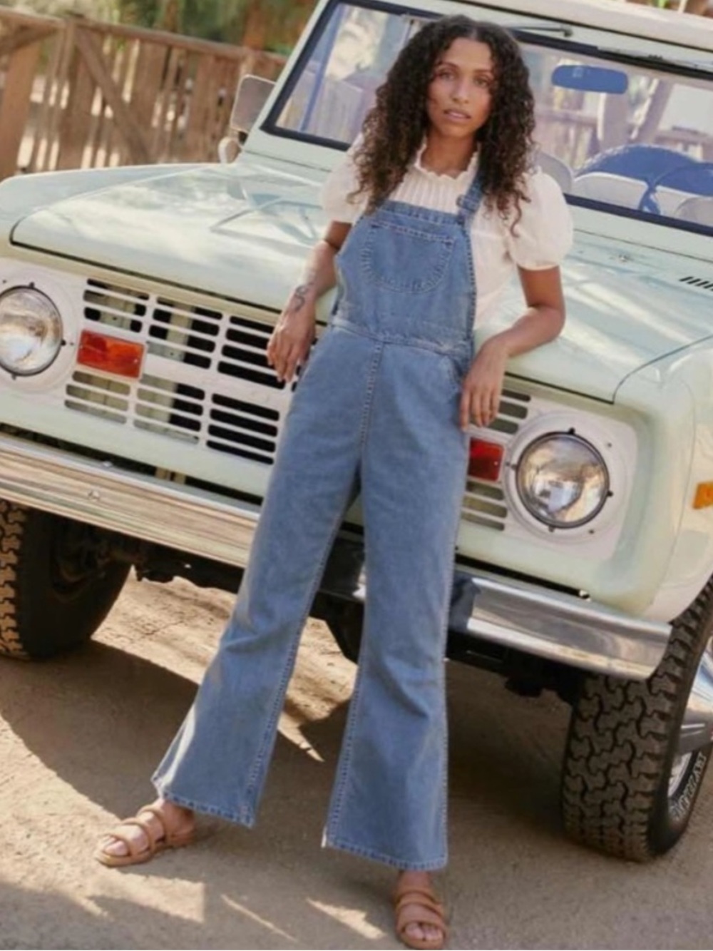 Christy Dawn The Billy Overalls Medium Wash Flare Denim 26